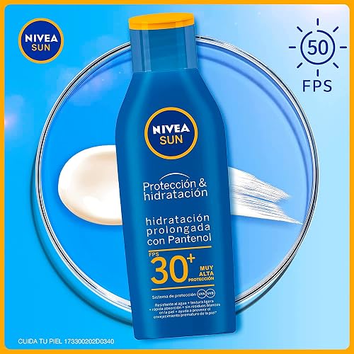 Protector Solar Corporal NIVEA SUN Protección E Hidratación Fps30+ 200Ml, Con Vitamina C Y Ácido Hialurónico,