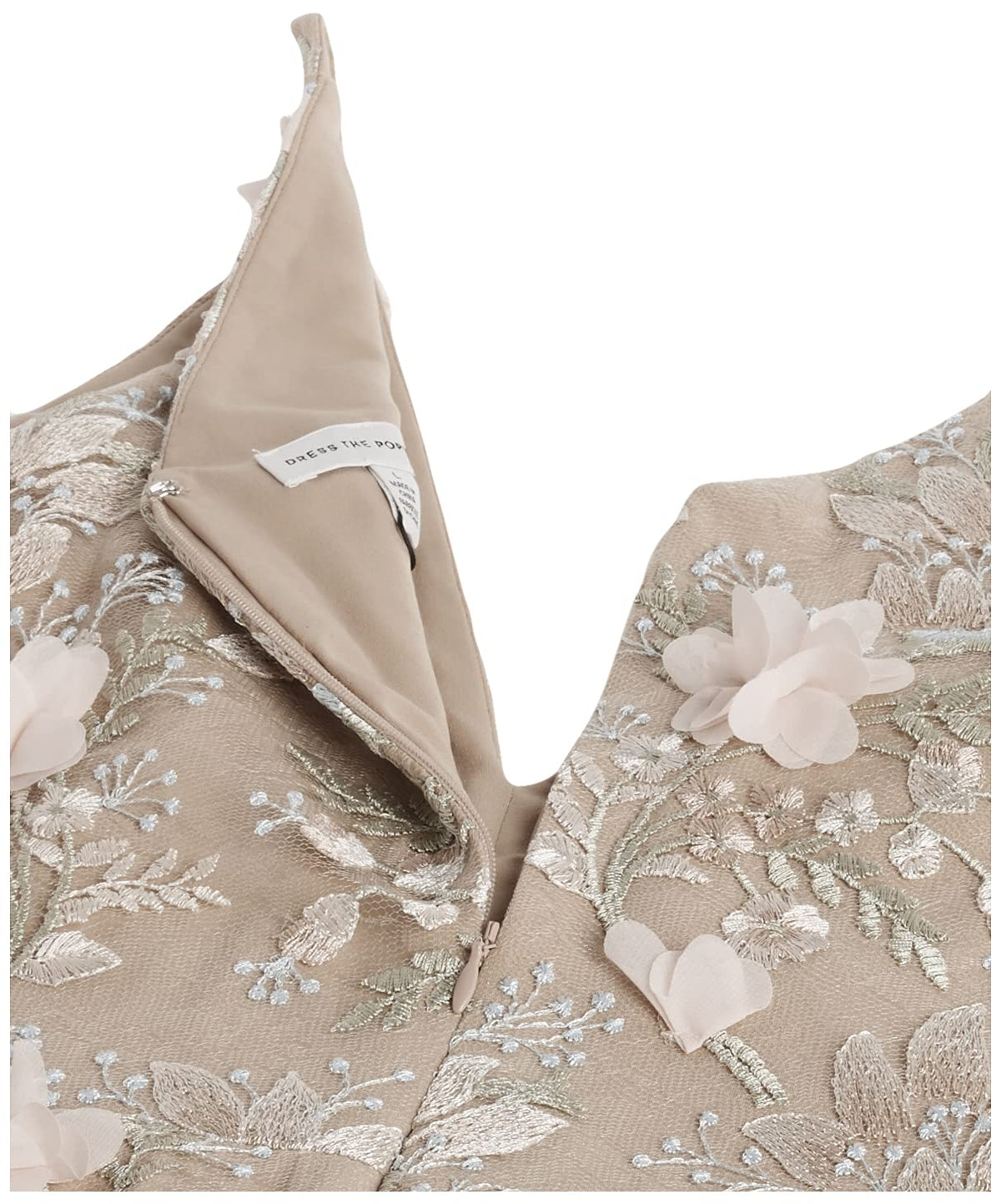 DRESS THE POPULATION Vestido Largo Floral Adornado sin Mangas para Mujer