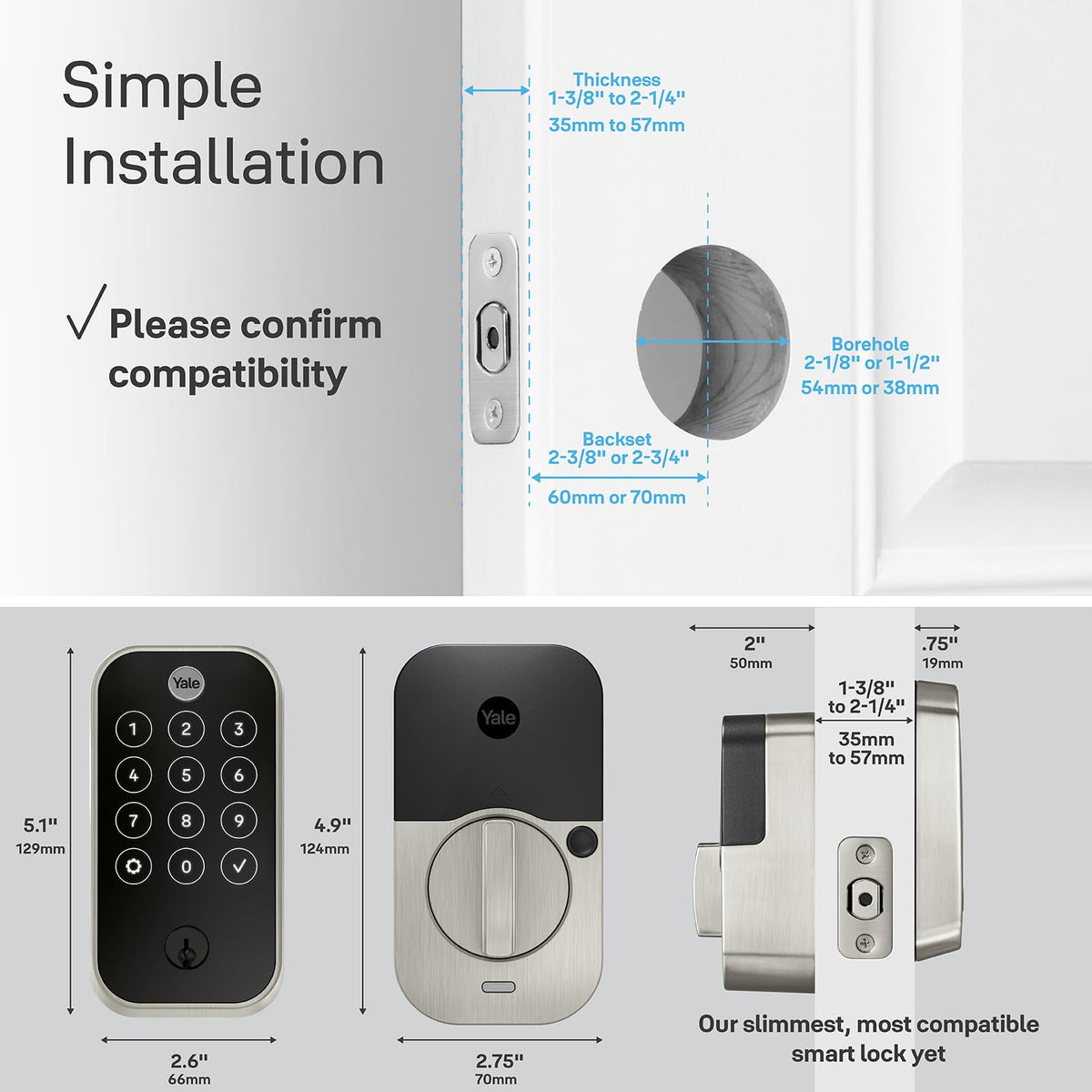 Yale Security Lock 2 Touch, cerradura biométrica de puerta con teclado y huella dactilar negra con código o huella dactilar (sin Wi-Fi), YRD420-F-BLE-BSP