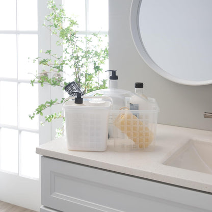 Bath Bliss 2 in 1 Portable, Bathroom Shower Caddy for Shampoo, Conditioner, Soap, and Cosmetics, in White Bath Tote