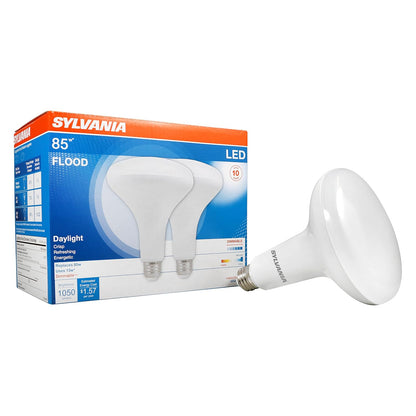 SYLVANIA BR40 - foco LED de inundación, 85 W = 13 W, 10 años, regulable, acabado esmerilado, 1050 lúmenes, 5000 K, luz diurna - Paquete de 2 (79624)
