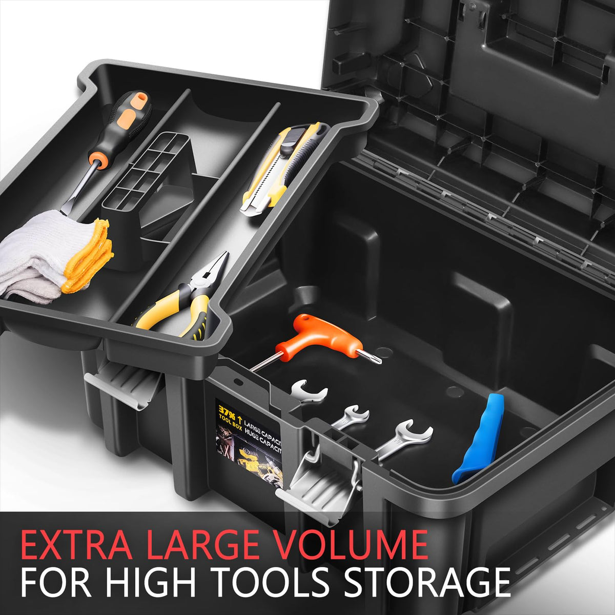 DNA Motoring Juego de 2 Cajas de Herramientas - Caja de Herramientas portátil con Organizador y Cerradura y Bandeja extraíble para Taller, Garaje y hogar, Gran Capacidad, TOOLS-00310