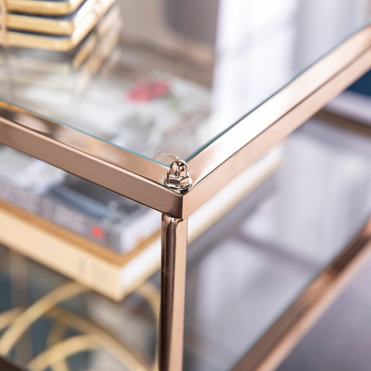 SEI Knox Side Table, Metallic Gold