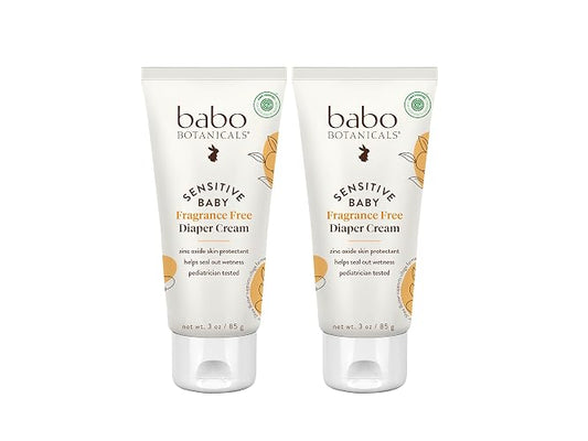 Babo Sensitive Baby Zinc Fragrance Free Diaper Cream, Ewg Verified, Unscented, 3 Ounce (Pack of 2)