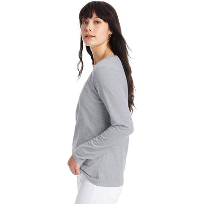 Hanes Women's V-Neck Long Sleeve tee Camiseta Mujer