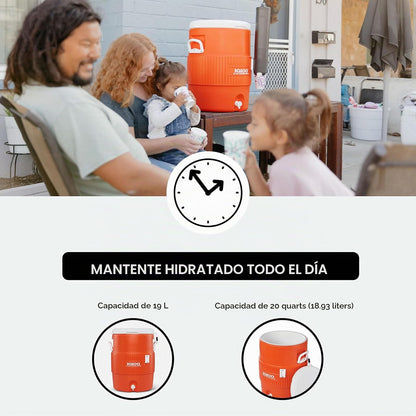Igloo 10 Gallon Seat Top Beverage dispenser with spigot and Cup Dispenser