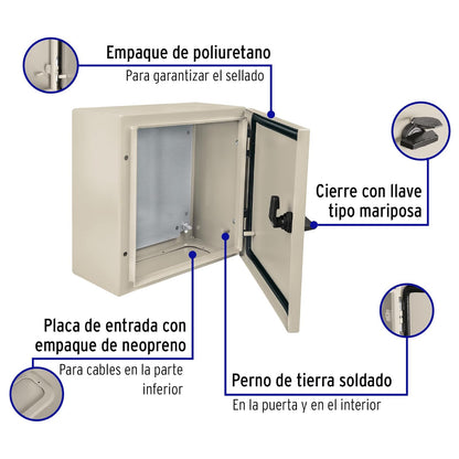 Volteck GAME-3030, Gabinete metálico, 300 x 300 mm, Volteck