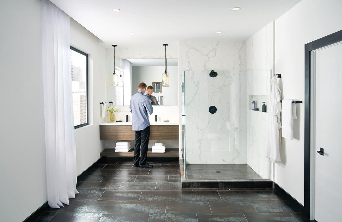 Moen YB0486BL Align - Toallero de mano para baño, color negro mate