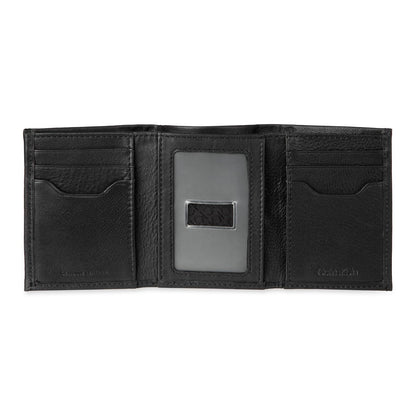 Calvin Klein portafolios triple de piel RFID para hombre, Negro -, Talla única