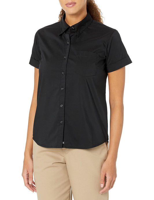Dickies Camisa de Manga Corta con Botones elásticos Camisa de Trabajo con Botones para Mujer