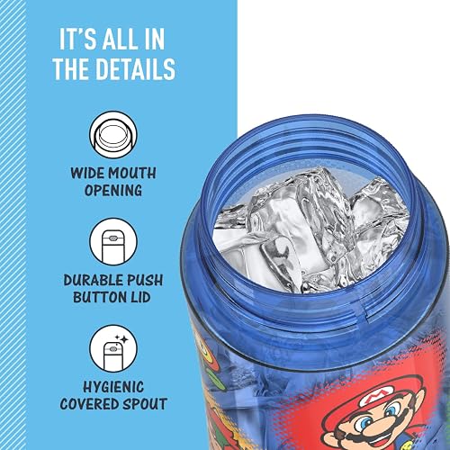 THERMOS FUNTAINER Botella de hidratación de plástico de 16 onzas con boquilla, Mario