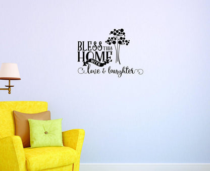 Design with Vinyl JER 2044 1 Hot New Decals Bless This Home with Love and Laughter Wall Art Size: 12 Inches x 18 Inches Color: Black, 12" x 18"