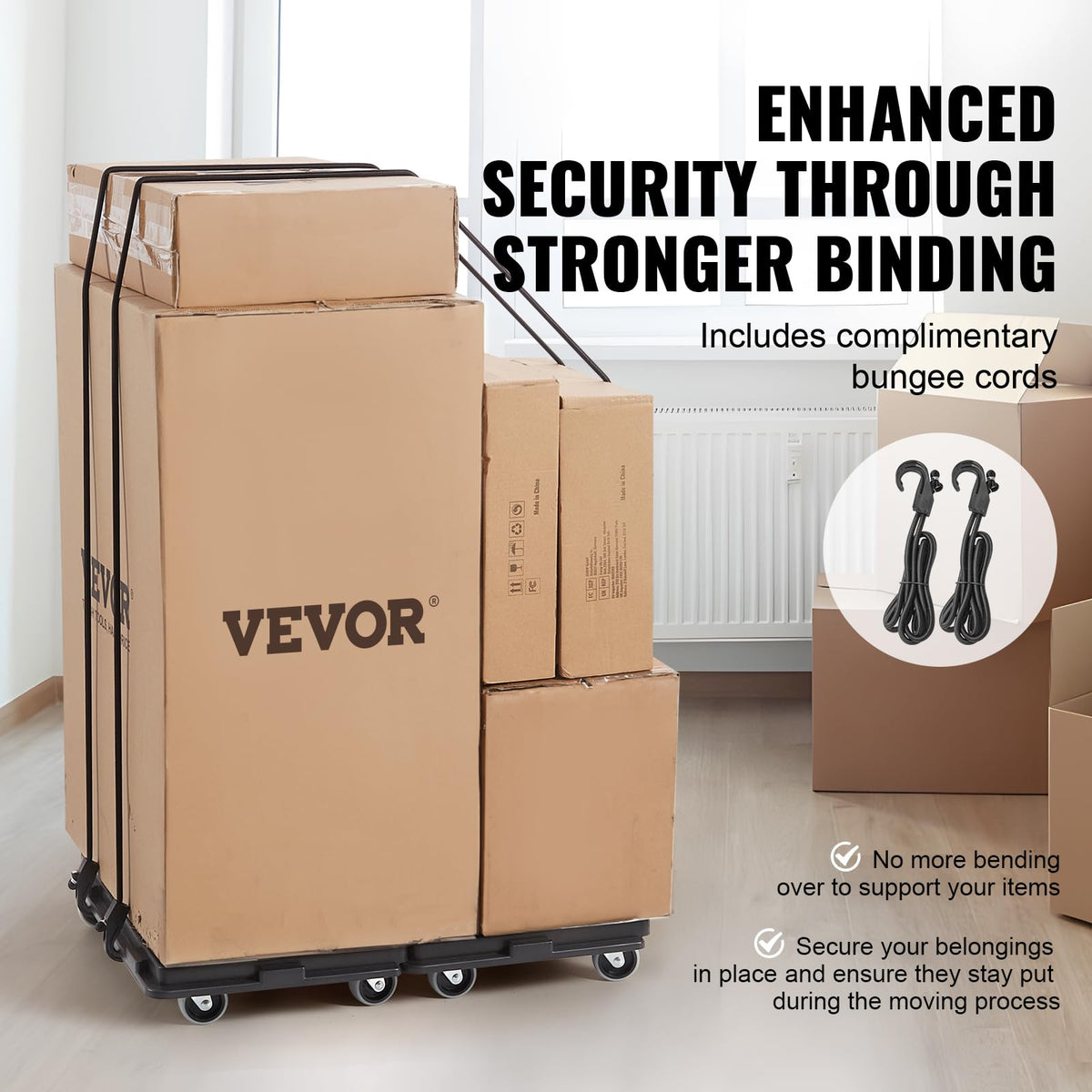 VEVOR - Mueble móvil de 40,6 x 28,9 cm, Capacidad de 500 Libras, Ruedas móviles, Ruedas portátiles, Resistentes, pequeño Carro Plano Entrelazado para Muebles Pesados, Paquete de 2, Color Negro