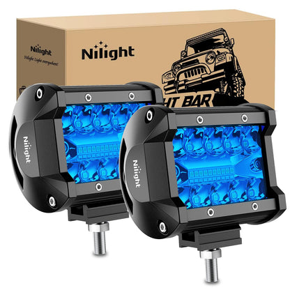 Nilight Luces LED de 4 in, 60 W, Azul, Triple Fila, Paquete de 2 18201B