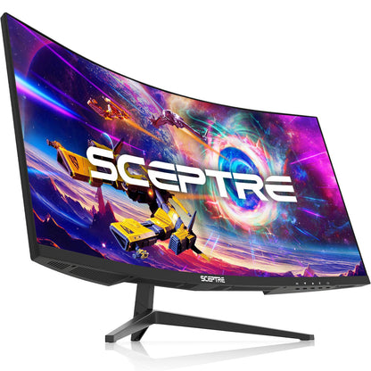 Sceptre 30-Inch Curved Gaming Monitor 21:9 2560x1080 Ultra Wide/Slim HDMI DisplayPort up to 200Hz Build-in Speakers, Metal Black (C305B-200UN1)