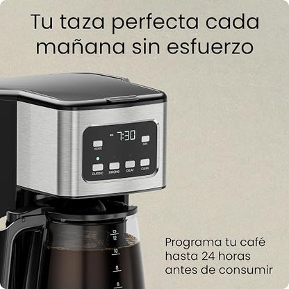 Chefman Cafetera programable de 12 tazas, cafetera eléctrica, apagado automático, pantalla digital con función de preparación automática, olla antigoteo, filtro reutilizable para molidos frescos