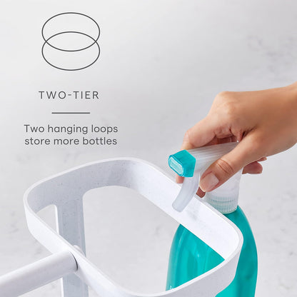 YouCopia SinkSuite - Cesta de limpieza para debajo del fregadero, organizador de suministros de limpieza ajustable de 2 niveles para cocina y baño, organización y almacenamiento