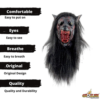 Black Wolf, Máscara de Hombre Lobo Bestia Sangrienta, Máscaras de Hombres Lobo Ideal para Disfraz de Halloween