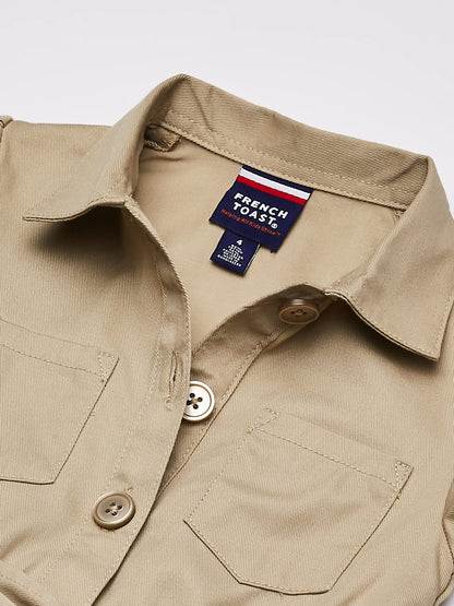 French Toast Girls' Twill Safari Shirtdress