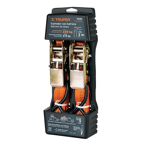 TRUPER Sujetadores con Matraca, Carga Máxima 675 kg, Naranja, SU-675R, Paquete de 2