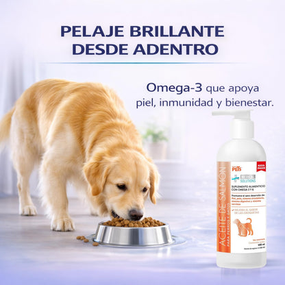 Fancy Pets Aceite de Salmon para Perros y Gatos Medical Solutions con 490ml | Omega 3 con DHA y EPA | Suplemento para Piel Sana, Pelaje Brillante y Sistema Inmune Fuerte