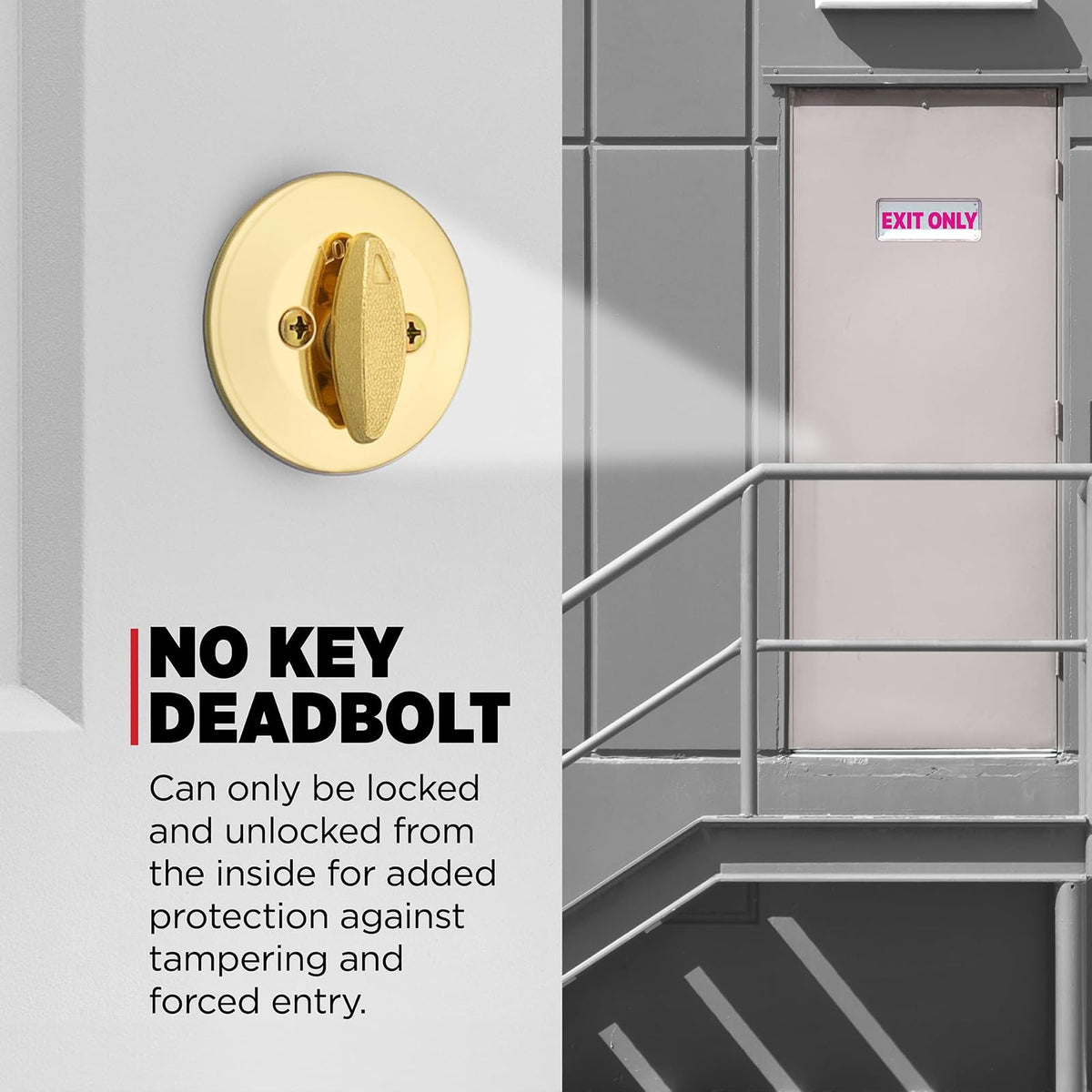 Kwikset 663 - Cerrojo de cerrojo sin llave, pieza giratoria interior redonda de latón pulido para puerta de entrada delantera, con pestillo y adaptador, sin montaje exterior