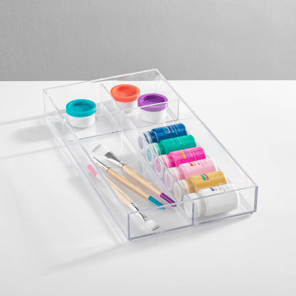 InterDesign 40850 Clarity Cosmetic Drawer Organizer for Vanity Cabinet to Hold Makeup, Beauty Products, Clear, 8 x 16 x 2