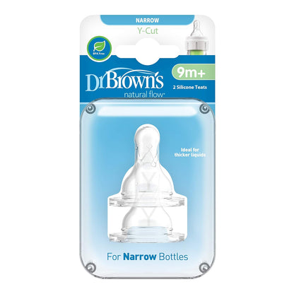 Dr. Brown's Tetinas Natural Flow para Biberón, 2 Piezas - Corte en Y (9 m+) - 2 Unidad (Paquete de 1)
