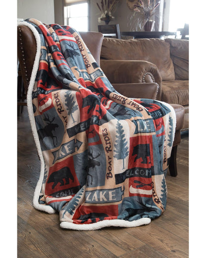 Carstens, Inc. Manta de Gran tamaño de Forro Polar Sherpa de Felpa súper Suave de Alta Calidad, 54 x 68 Pulgadas, Lake House