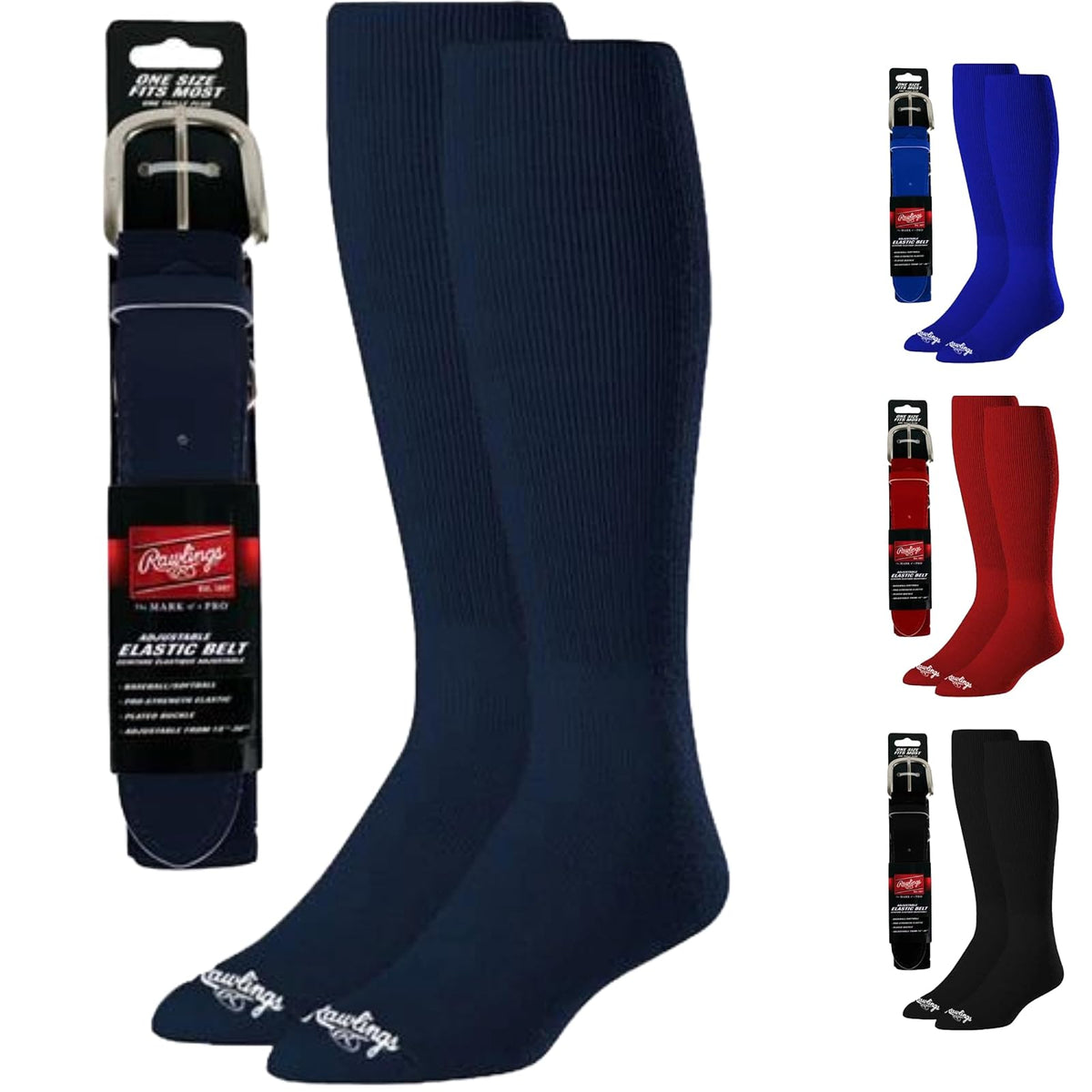 Rawlings Combo de cinturón y calcetines | Béisbol/Softball de lanzamiento rápido | Varios tamaños y colores