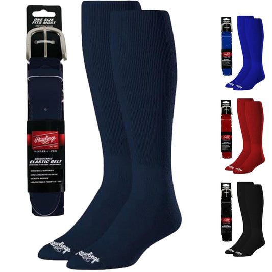 Rawlings Combo de cinturón y calcetines | Béisbol/Softball de lanzamiento rápido | Varios tamaños y colores