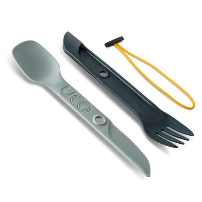 UCO Switch Spork - Juego de Utensilios de Camping Integrado de 2 Piezas - Piedra azul