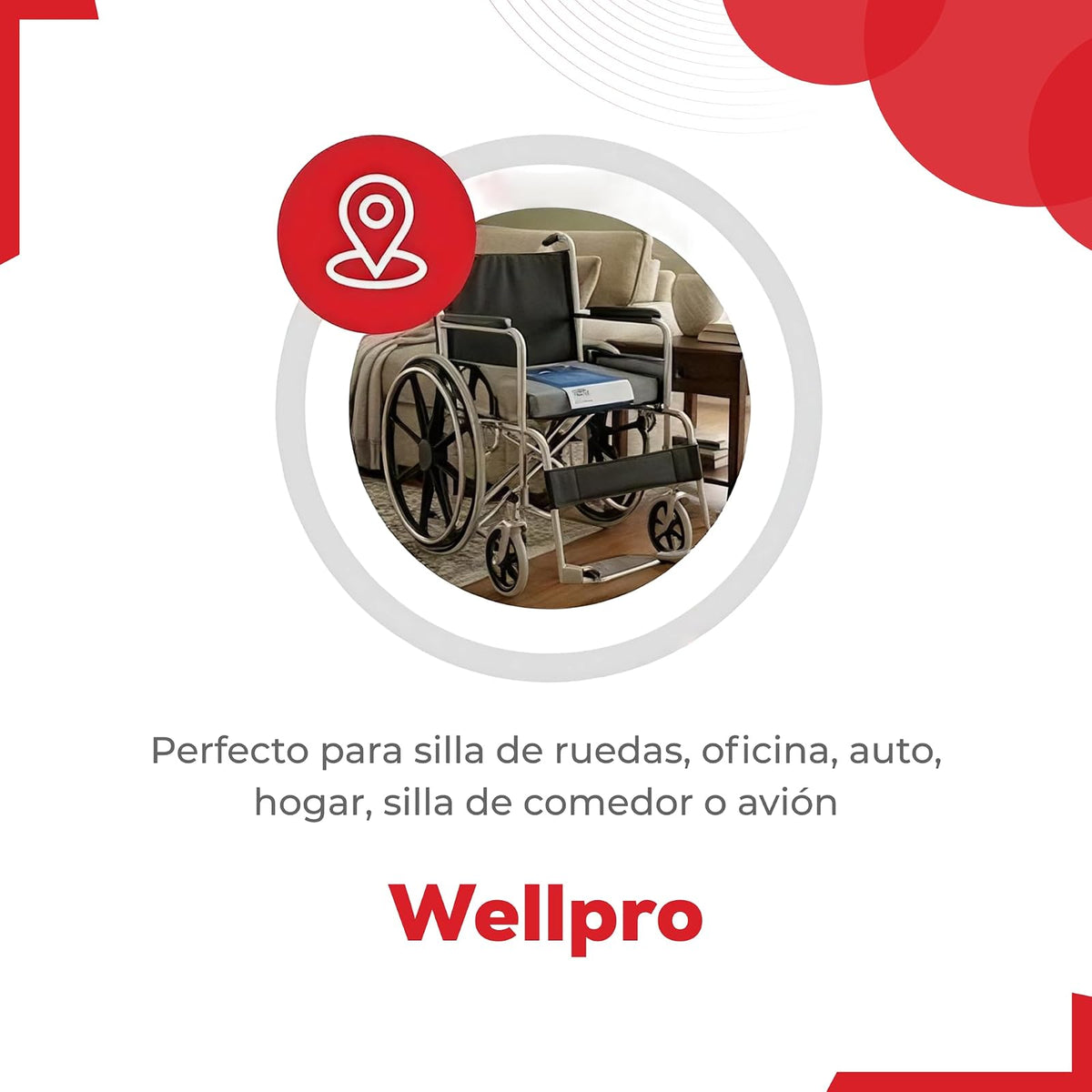 Wellpro Cojín Cuadrado Memory Foam, con Funda Extraíble Lavable, Apoyo Terapéutico para Silla, Alivia Ciática así como Dolores en Cuello, Mejora Postura