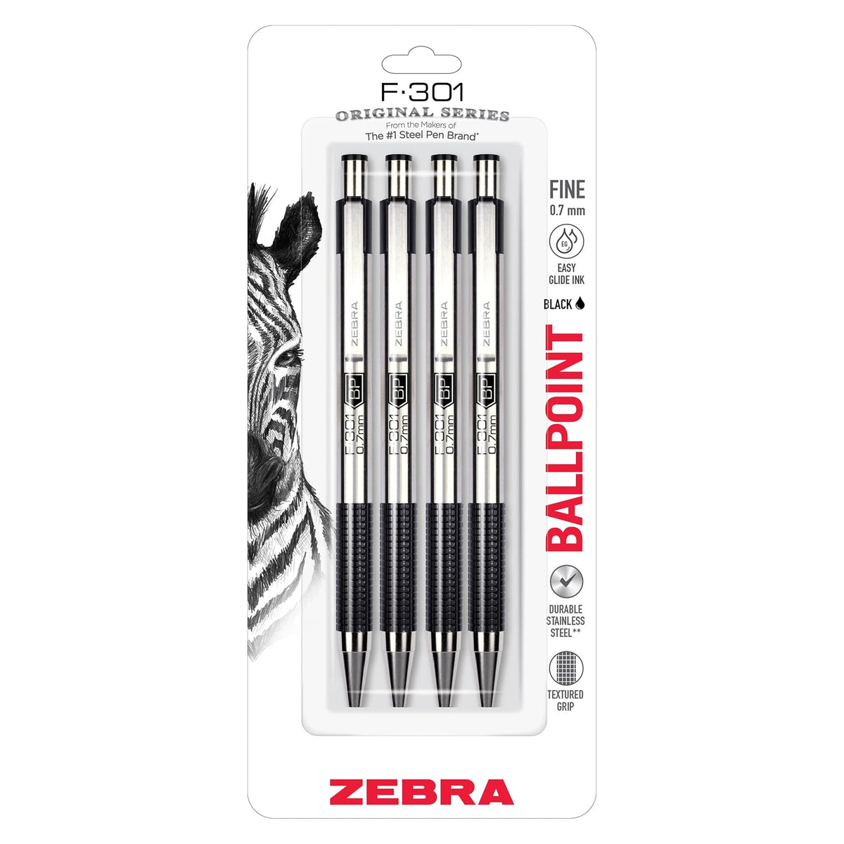 Zebra F-301 Bolígrafo Retráctil con Resaltador Mildliner, Barril de Acero Inoxidable - Negro D - 4