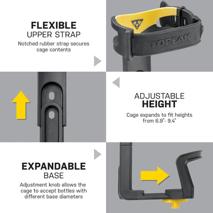 Topeak Modula Java - Portabotellas (9,4 x 9 x 19,4-21 cm), Color Negro