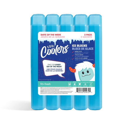 Fit & Fresh Cool Coolers, paquete de 5 bloques de hielo para días de la semana, paquetes de hielo compactos y reutilizables para loncheras y enfriadores, azul