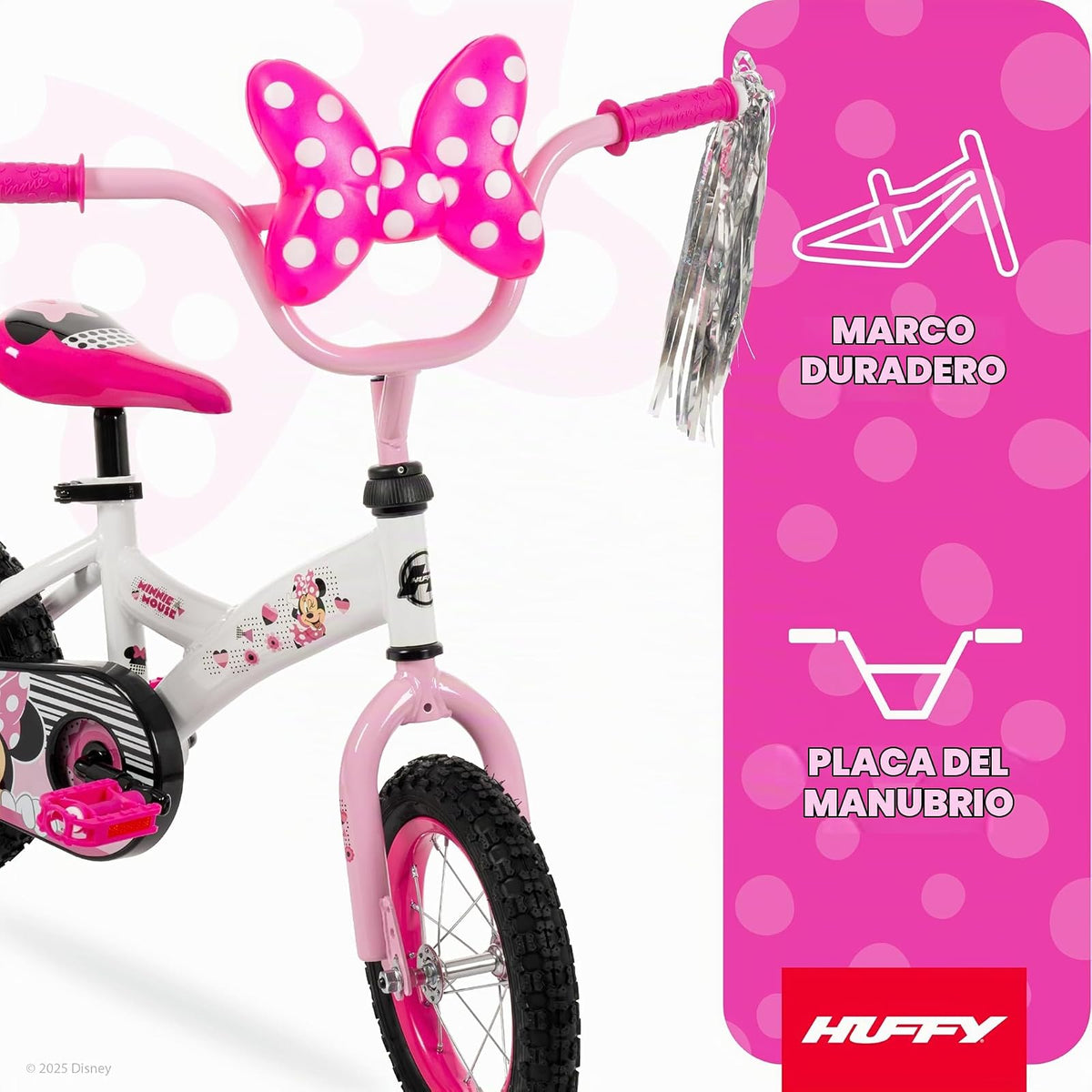 Huffy Disney Minnie - Bicicleta para niña para niños, Ruedas de Entrenamiento, 12 Pulgadas y 16 Pulgadas
