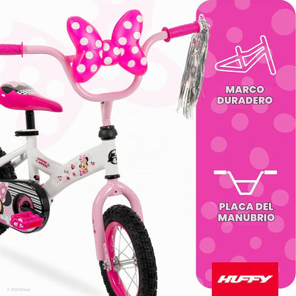 Huffy Disney Minnie - Bicicleta para niña para niños, Ruedas de Entrenamiento, 12 Pulgadas y 16 Pulgadas
