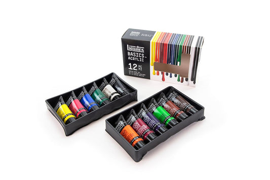 Liquitex BASICS - Juego de 12 tubos de pintura acrílica, 22 ml