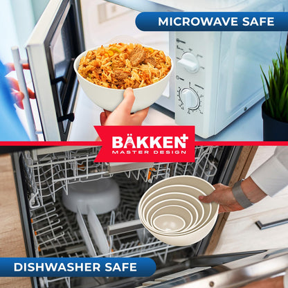 BAKKENMASTER - Cuencos de plástico con tapas, juego de cuencos para mezclar incluye 6 cuencos de preparación y 6 tapas, sin BPA, recipientes reutilizables para preparación de comidas, aptos para