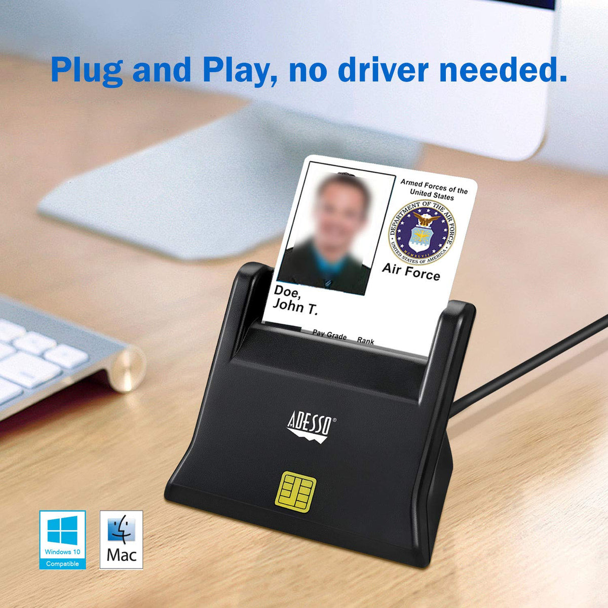 Adesso SCR-300 Desktop Smart ID Lector de Tarjetas de crédito
