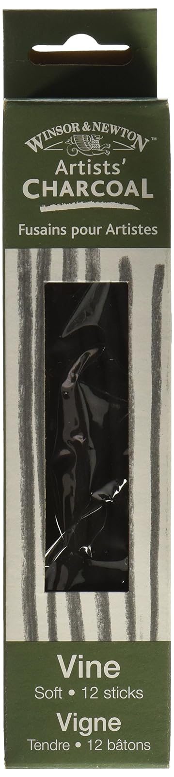 Winsor & Newtown Artist Vine Charcoal Sticks 12/Pkg-Soft | Cuidadosamente seleccionado para uniformidad sin imperfecciones, para uso de artistas, horneado para una intensidad constante