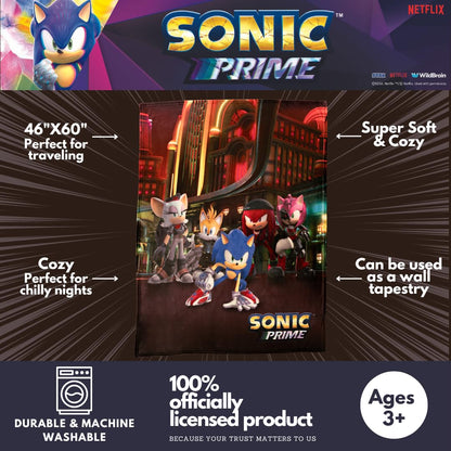 Sonic The Hedgehog Prime Anime Bedding - Manta de Seda súper Suave, 46 x 60 Pulgadas, (Producto con Licencia Oficial)
