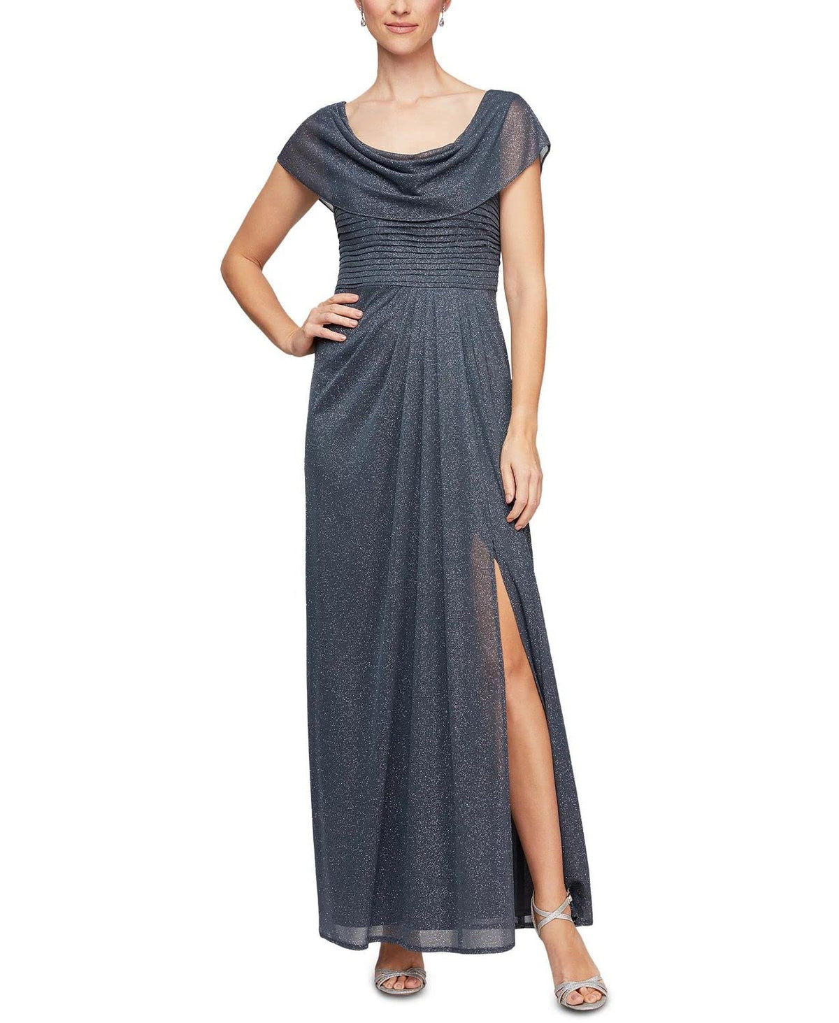 Alex Evenings Long Cowl Neck A-Line Dress Vestido para ocasin especialMujer