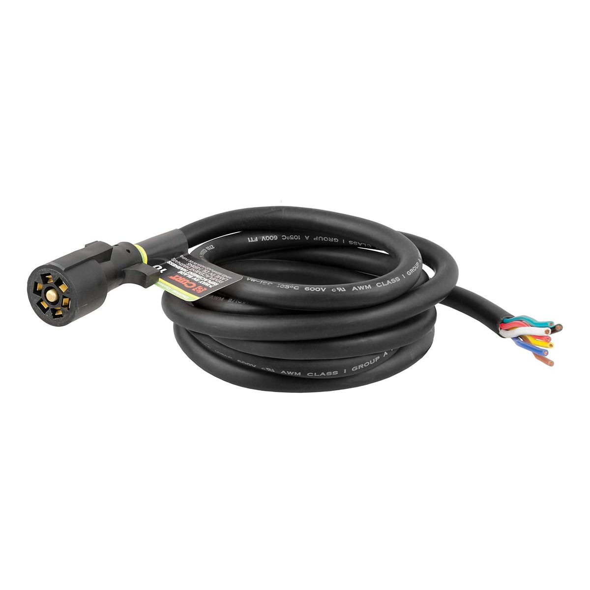 Curt 56603 Reemplazo de 7 Pines RV Blade Trailer Cableado Tapón de Arnés de Cableado de Remolque, Cables de Corte Blunt de 10 pies - 10-Foot - Sin caja
