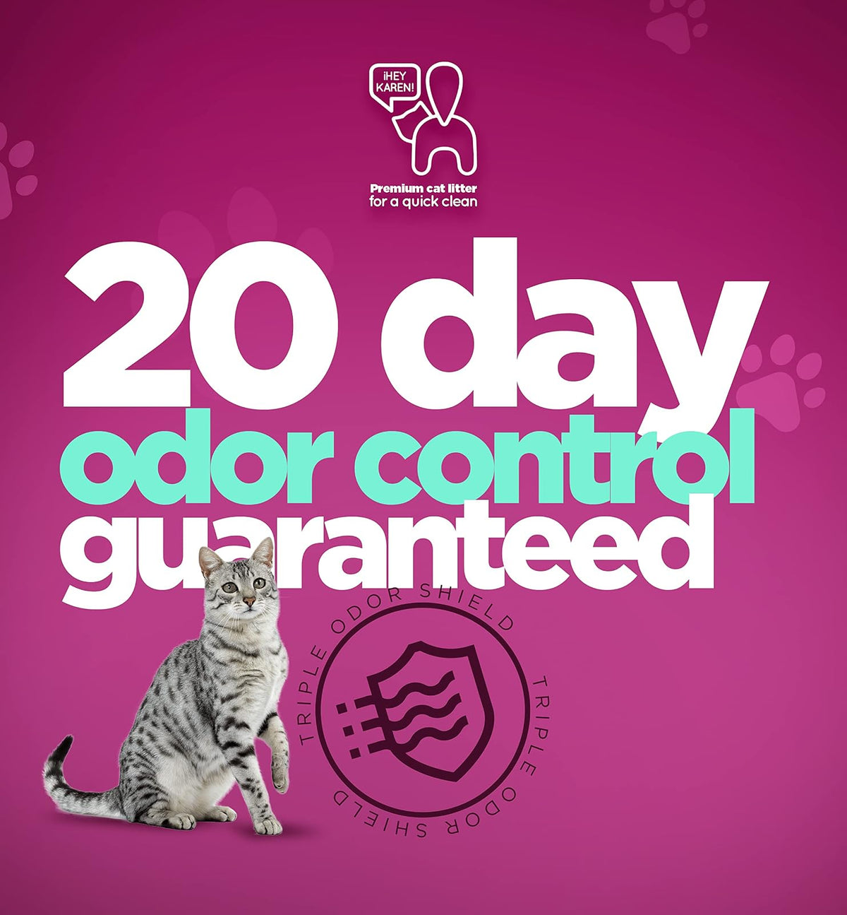 ¡Hey Karen! Arena para Gato 5 kg, Premium Control Total, Rápida Absorción de líquidos, Eliminación Total de olores al Contacto, Libre de Polvo, con Aroma