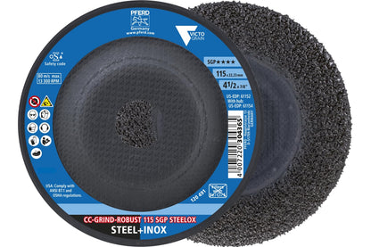 Pferd CC-Grind-Robusto, 4-1/2" x 7/8" - SGP STEELOX VICTOGRAIN Cerámica - Disco abrasivo de alto rendimiento para disco abrasivo de molienda agresiva - Parte 61152 (paquete de 10)
