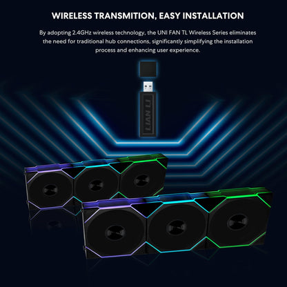 Lian Li UNI Ventilador TL inalámbrico de 140 unidades individuales (hoja inversa) de señal inalámbrica de 2.4 GHz de 140 mm ARGB Fan-Infinity Mirror-Daisy Chain - driver de iluminación de