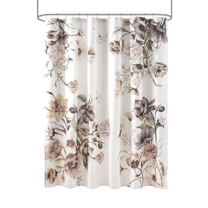 Madison Park Cassandra - Cortinas de baño de percal de algodón para Ducha, diseño Floral Moderno, Estilo Shabby Chic, privacidad, 72 x 72 Pulgadas, Color Rosa