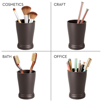 InterDesign iDesign - Juego de 2 Vasos de baño de plástico para encimera o Cambiador, Color Bronce